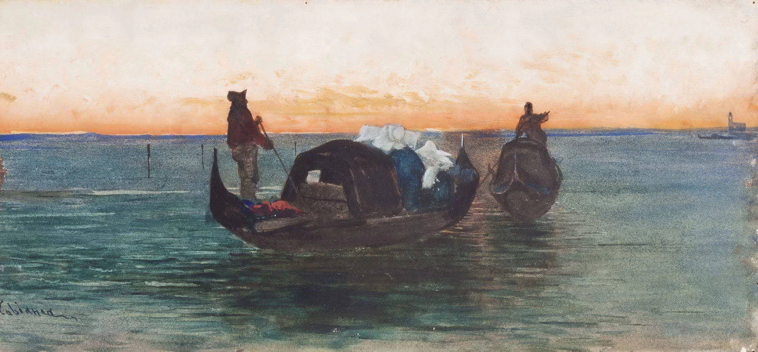 Monachine in gondola nella laguna di Venezia